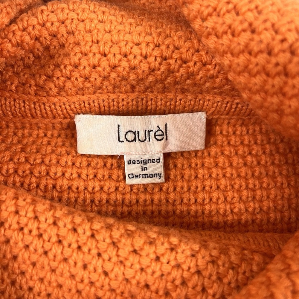 Vintage Chunky knit Pure Virgin Wool Turtleneck Orange Women's 12 - Picture 3 of 9